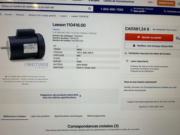 Moteur Leeson 110416.00, 1HP – Image 5