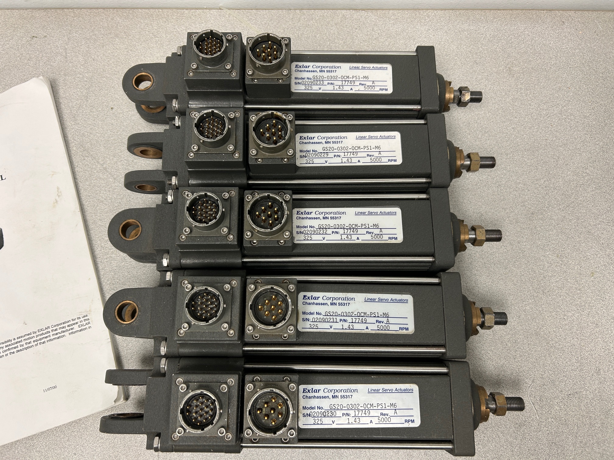 Cylindres actuateurs électrique Exlar Corporation model GS20-0302-0CM-PS1-M6 – Image 2
