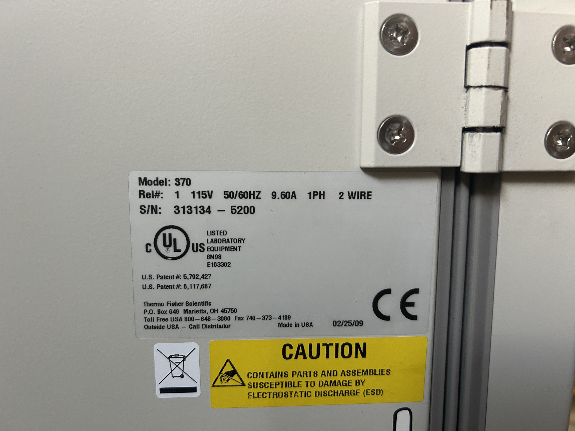 Incubateur de laboratoire Thermo Scientific Steri-Cycle au CO2, model 370 – Image 7