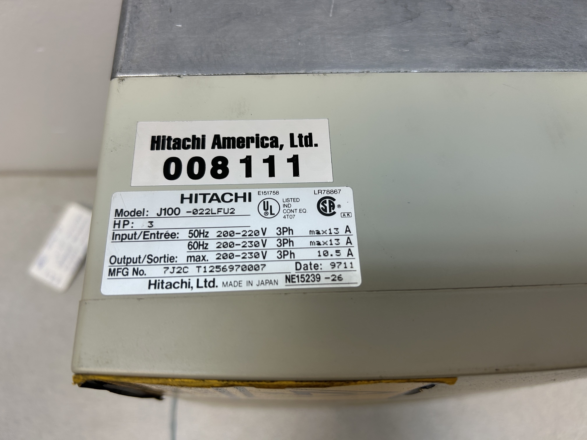 Hitachi J100-022LFU2 speed variator / inverter - Image 7